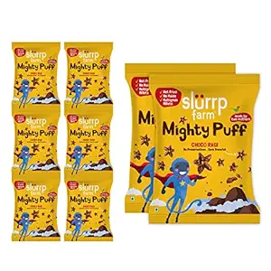 Slurrp Farm Tasty Mighty Puff, No Maida, Not Fried, Choco Ragi, Healthy Snack For Kids, 20G (Pack Of 8)