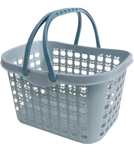 BALSAT Panier à Provisions 28 Litres - Poignée Pliable Haute Résistance, Plastique Anti-Casse Robuste - Jaune 34 X 49 X 28 Cm