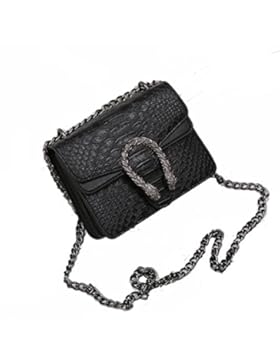 Windwelle Damen PU Leder Quadratische Kette Handtasche Schultertasche Messenger Bag Umhängetasche Von Elelife-Geschäft