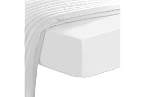 PIZUNA LINENS Pizuna Lenzuolo con angoli Cotone 160x200 cm Bianco,400 fili con Sateen 100% Cotone a fiocco lungo lenzuolo coprimaterasso con tasca profonda 40 cm (Lenzuolo con angoli Bianco)