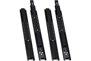 ANCHAK 2 pares Guías Laterales para Cajones con Rodamiento de Bolas 25cm Extracción Total, Capacidad de Carga 45 kg, Negro