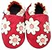 MiniFeet Premium Soft Leather Baby Shoes, White Daisy 2-3 Years