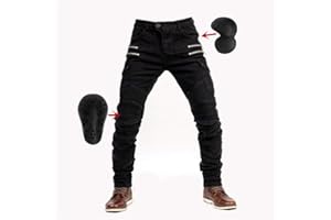 SHUOJIA Hombre Motocicleta Pantalones Jeans con Protección Motorcycle Biker Pant 4 X Equipo De Protección (Black,M)
