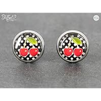 Ohrstecker Edelstahl * Cabochon - Kirschen - 10 mm