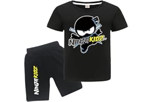 Forlcool Ninja Kidz Kids Summer 100% Cotton T Shirts and Shorts 2pcs Clothing Sets Boys Girls Casual Sport Suits