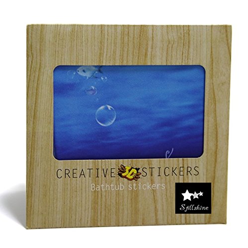 Anti Rutsch Aufklebers, Stillshine 6 Stück Quadratisch 130X130cm 3D Real Vinyl Anti-RutschWasserdicht Badewanne Sticker Badewannenaufkleber für Sicherheit Duschen Badezimmer (Meer) - 3