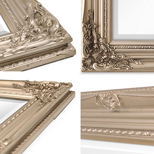 Wand-Spiegel im Barock-Rahmen Antik Silber mit Facettenschliff 64×84 cm / Spiegelfläche 50×70 cm - 3