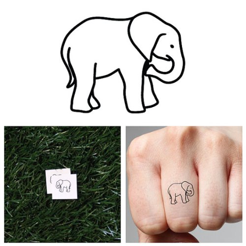 Tattify Tiny Elephant Temporary Tattoo - Baby (Set of 2) - Other Styles Available - High Quality and Fashionable Temporary Tattoos