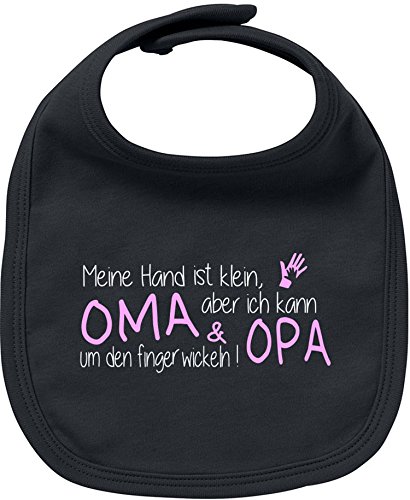 EZYshirt® Meine Hand ist klein aber ich kann Oma & Opa um den Finger wickeln Baby Lätzchen Halstuch