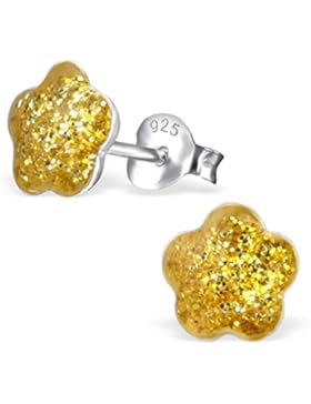 JAYARE Kinder-Ohrstecker Blume Blüte 925 Sterling Silber 8 x 8 mm gelb Ohrringe