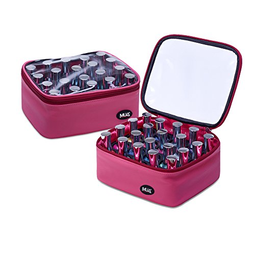 MUA LIMITED 20 Slot Nail Polish Storage Bag Case Organiser, Secure Clear Zippered Top, Pink
