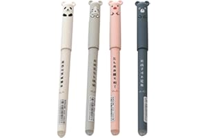 arthomer Cipliko 4PCS Stylo Gel Effaçable 0.35mm Cochons Mignons et Panda Stylo Bille Kawaii Fournitures Scolaires Fun pour Papeterie Affaire Scolaire - Couleur Aléatoire