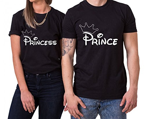 Krone Prince Princess King Queen T-Shirt PartnerLook Couple Set Doux pour Les Couples comme des Cadeaux de, Größe2:M;Partner Shirts:Herren T-Shirt Weiß