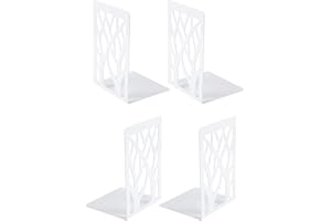Serre Livre, Lre Co. 2 Paires Cale Livre en Métal Innovant d'arbre Presse Livres, Serre Livre Enfant Bloc Livre Séparateurs de Livres Décoratifs pour Bureaux, Écoles et Librairie (Blanc)