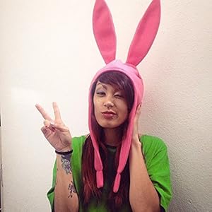 Cosplay Rosa Fleece Hase Hut - Louise Belcher - Bob's Burgers -