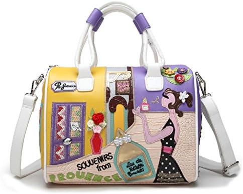 Women's Handmade Embroidered Tote Bag Three-dimensional Decoration Large-Volume Boston Bag Shoulder Messenger Bag