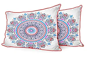 DreamVio Jute Fabric Printed Decorative Pillow/Throw/Cushion Covers for Living Room, Bed Room, Sofa,Chairs,Pillow Cases, Pillow Covers Set of 2, Size 12x18 Inches Style212
