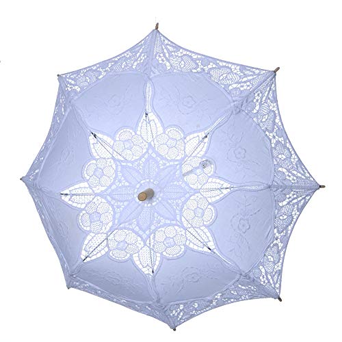 Preisvergleich Produktbild Wascoo Regenschirm Regenschirm Hochzeit Spitze Regenschirm Braut Regenschirme Hochzeit Bestickter Regenschirm Cordon Holzgriff Regenschirm Hochzeit Dekoration Requisiten