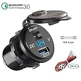 ☾【Zertifizierte Sichere Garantie】Zertifiziert durch CE & ROHS mit Überladung, Überstrom, Überhitzung und Kurzschlussschutz, um die Sicherheit zu gewährleisten. Gleichzeitig sorgt der integrierte Smart-IC dafür, dass die Schaltung bei falscher Verdrahtung nicht durchbrennt. Wasserdichte Schutzart IP66, gute Leistung für ATV, Boot und Motorrad.