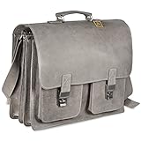 In der großen Aktentasche aus langlebigen Rinds-Leder ist in dem mit einem Reißverschluss verschließbaren Laptop-Fach Platz für ein Notebook (bis 15,6 Zoll bzw. 39,6 cm) oder A4-Unterlagen. Daneben passen auch noch zwei A4-Ordner in die beiden Innenfächer der Schultertasche hinein