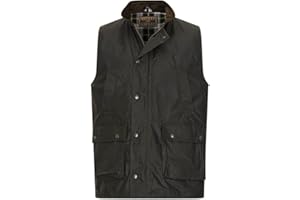 WALKER AND HAWKES - Men's Winchester Multi Pocket Waxed Cotton Gilet Outdoor Camping Waistcoat Hiking Travelling Jacket Brown