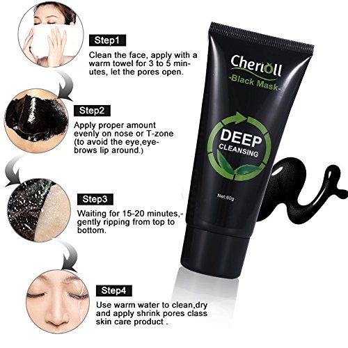 Black Head Maske,Gesichtsmaske Schwarz,Peel off Maske, Black Mask Mitesser,Bambuskohle Schwarz Maske,Peel off Maske Reinigungsmaske Tiefenreinigung Mitesser Akne Entferner Peel off Maske Pore Acne Peel Purifying Black Head Peel off Maske anti Akne, Reinigungsmaske Mitesser (60g) - 3