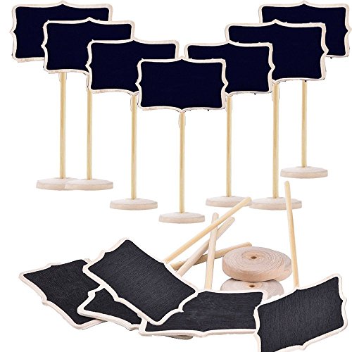 Black Vintage Style Mini Chalkboard Chalk board with Stand for Message Board Signs,Set of 10