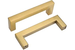 goldenwarm 5 Stück Möbelgriffe 90mm Küchenschrank Griffe Edelstahl LSJ12GD90 Stangengriff Gebürstet Messing Universal Schrankgriffe