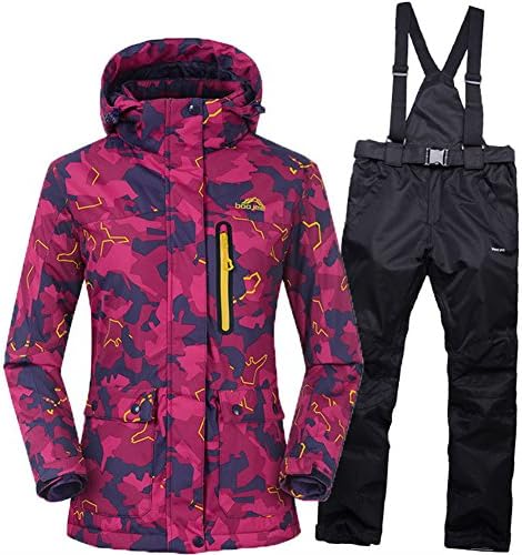Tongzemeng Snow Ski Suit Women Sets Windproof Breathable Waterproof Snow Jacket+Pants Warm Clothes Set L Color 4
