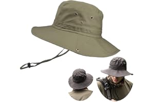 HYCOPROT Super Wide Brim Sun Hats for Men, Outdoor Fishing Bucket Boonie Hat Waterproof Breathable Mesh Cap for Hiking Travel Camping Gardening & Boating