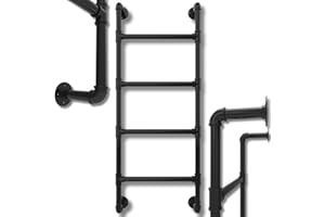 ISOP Escalera de 4 Peldaños Montada en Pared para Salida de Emergencia por Ventana de Sótano | Acceso Metálico Fijo con Ganchos para Ático, Caravana y Cama | de Seguridad Fijada a la Pared de Cuatro