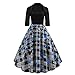 Produktbild Luckycat Damen Quadratischer Kragen Plaid Blumendruck Drapierte Feiertags Partei Weinlese Kleid Abendkleider Cocktailkleid Partykleider Blusenkleid Mode 2018