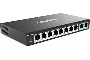 Reolink PoE Switch with 8 PoE Ports, 2 Gigabit Uplink Ports, Up to 120W Total for All PoE ports, Ideal NVR PoE IP Cameras, IEEE802.3af/at, Desktop/Wall Mount, RLA-PS1