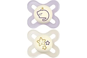 MAM Chupete que Brilla en la Oscuridad, Recién Nacidos, 0-2 Meses, Tetina Simétrica, Plana y Flexible de Silicona de Fácil Aceptación, con Caja Autoesterilizadora, Original, Rosa Mate, Pack 2uds