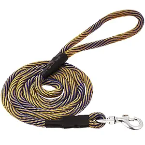 Petyantra Dog Leash Lead, Heavy Duty 9 mm x 5 FT Comfortable Strong Rope Slip Leash for Large, Medium & Small Dogs No Pulling Pet Training Leash with Reflective Threads (Brown)