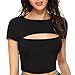Produktbild Damen T-Shirt Hffan Frauen Sommer Weste Top Sexy Sexy Höhle aus Spitzebluse Casual Kurzarm Bluse Tunika Mode Slim fit Tanktops T-Shirt Oberteil Hemd Strandtop Damenmode Bluseshirt (Schwarz, S)