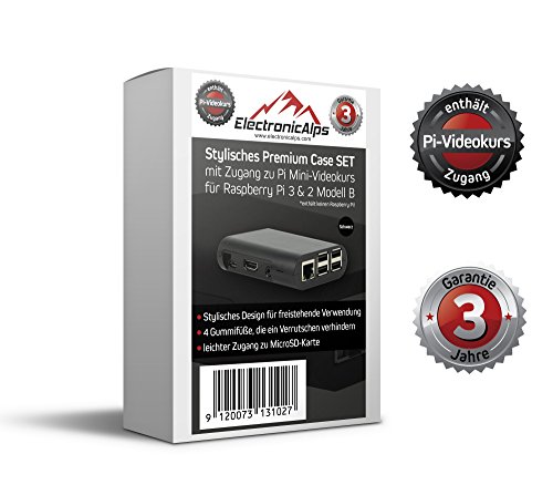 Electronic Alps Premium Gehäuse SET für Raspberry Pi 3 mit Videokurs und Gummifüßen | auch für Raspberry Pi 2 Modell B (schwarz) - 2