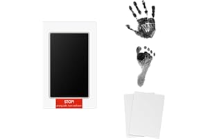NAZEAUF Baby Footprint & Handprint Kit - 1Pcs Black Inkless Print Pads Plus 2 Imprint Cards,Pet Paw Print Kit - Baby Footprint Kit,Safe Non-Toxic for Feet and Hands(S) (M-black)