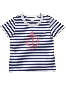 Oceankids T-shirt Maglietta di Cotone Biologico da Bambina al Righe in Stile Marinaio Collo Rontondo - Striscia...