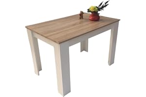 ‎MCTIES Möbel SD Esstisch Sonoma Eiche hell Sägerau weiß Massivholzoptik Kante 110x70