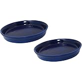 Lasaki Round Ceramic Trays (Plates Saucers) for Pots, planters, Flower, Succulent(Set of 2,Blue,6 inch) R6(Plants not Include