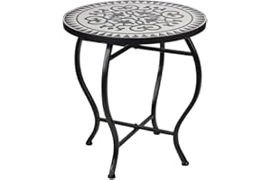 URBNLIVING 40cm Round Mosaic Bistro Side Table – Indoor/Outdoor Accent Coffee Table for Garden, Patio, Balcony or Living Room – Handcrafted Tile Top, Durable Metal Frame, Easy Flat-Pack Assembly