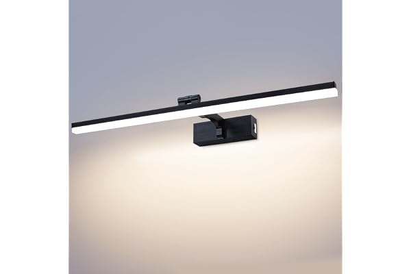 TYhogar Applique Murale Eclairage Tableau Applique IP44 Salle de Bain Applique Murale Salle de Bain 60CM 1320LM 12W Lampe Tableau Noir un Raccordement Fixe 3 Température de Couleur(3000K/4500K/6000K)