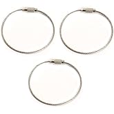 Spelt Stainless Steel Keychain Cable Ring Silver 3-way