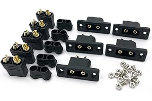 NUOFANY 5Pairs AMASS Black XT90E-M XT90 XT90H Battery Plug Gold-Plated Male Female Connector DIY Connecting Parts for RC Aircraft Drone Accessories
