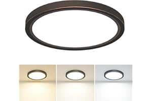 slochi Bathroom Light, 3000K/4000K/6500K 3 Color Temperature, Waterproof IP44, Small, Round, Modern, 18W 2100LM Flush Ceiling Light for Bathroom, Kitchen, Bedroom, Hallway,Ø22CM(Oil Rubbed Bronze)
