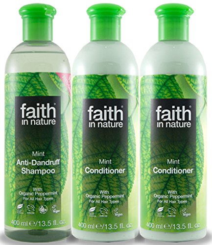Faith In Nature Mint Shampoo & 2 x Conditioner Trio