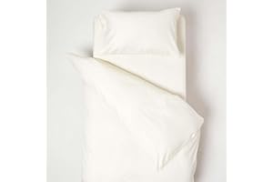 HOMESCAPES Cream Cot Bed Duvet Cover Set 120 x 150cm 100% Organic Cotton Percale Toddler Duvet Cover with Pillowcase Hypoallergenic Easy Care Children’s Bedding 400TC 600 Thread Count Equivalent