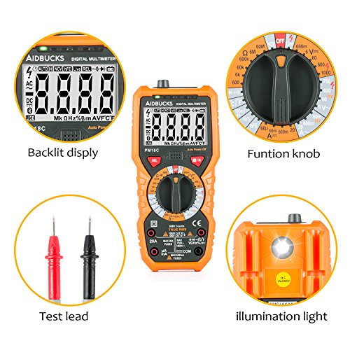 Multimeter Janisa PM18C Digital multimeter cat iii Messgeraete Voltmeter Amperemeter Ohmmeter Messgerät für Spannug Strom Widerstand Digitales AC DC Kapazität Frequenz sowie Kapazitanz berührungslose Spannungs- und Temperaturmessung mit groß LCD anwendbar - 4