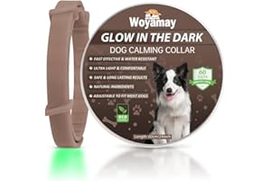 Woyamay Collare Calmante per Cani, Collare Luminoso per Cani Calmante Anti-ansia Regolabili, Collare Cane ai Feromoni Calmante Naturale a 60 Giorni per Cani di Tutte le Taglie, Marrone